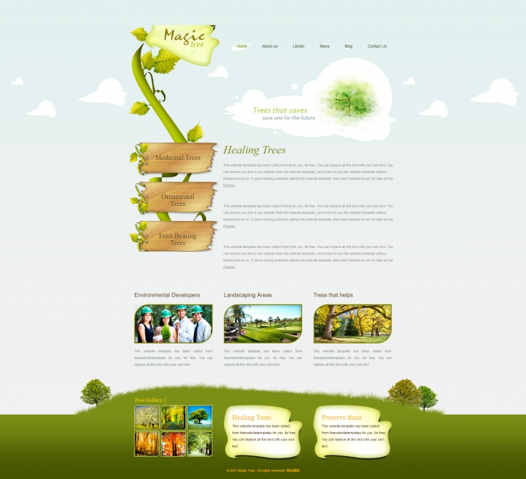 个性绿色植物的园林企业网页模板下载