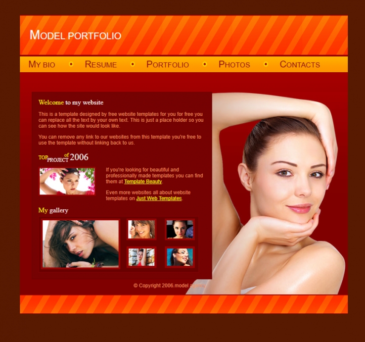 橙色斜纹的女性美容护肤企业网站模板下载