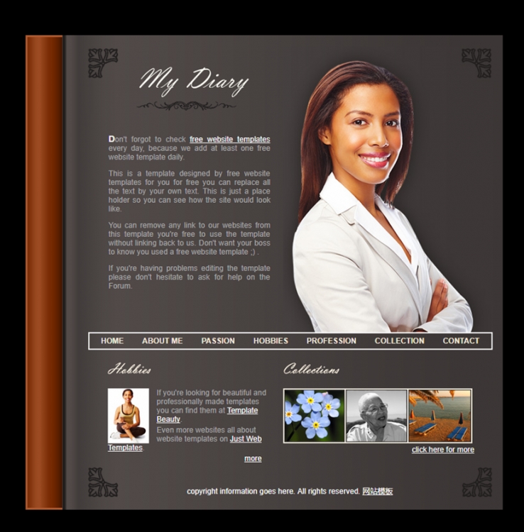 棕色网络样式的日记博客网站模板下载