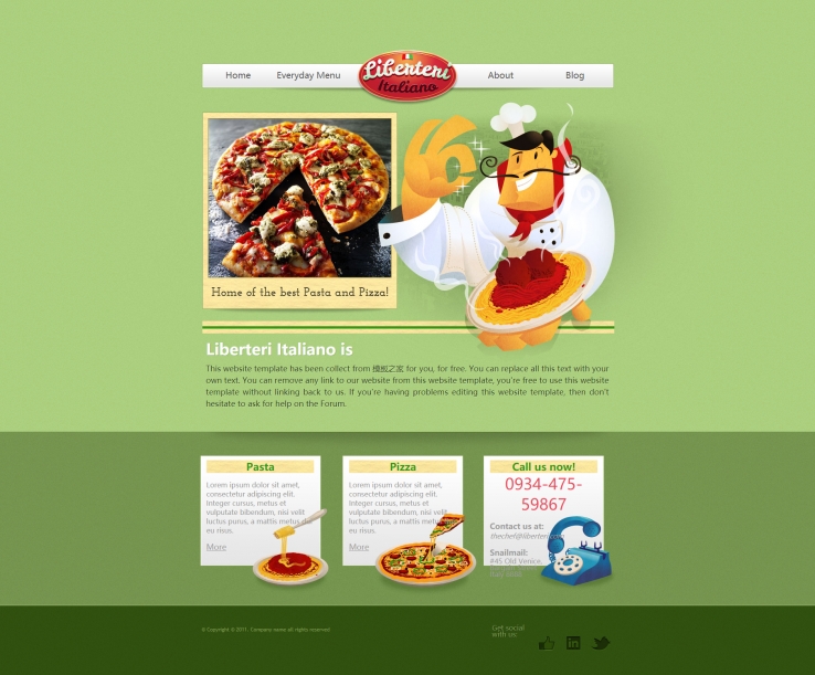 绿色漂亮的pizza食品企业网站模板下载