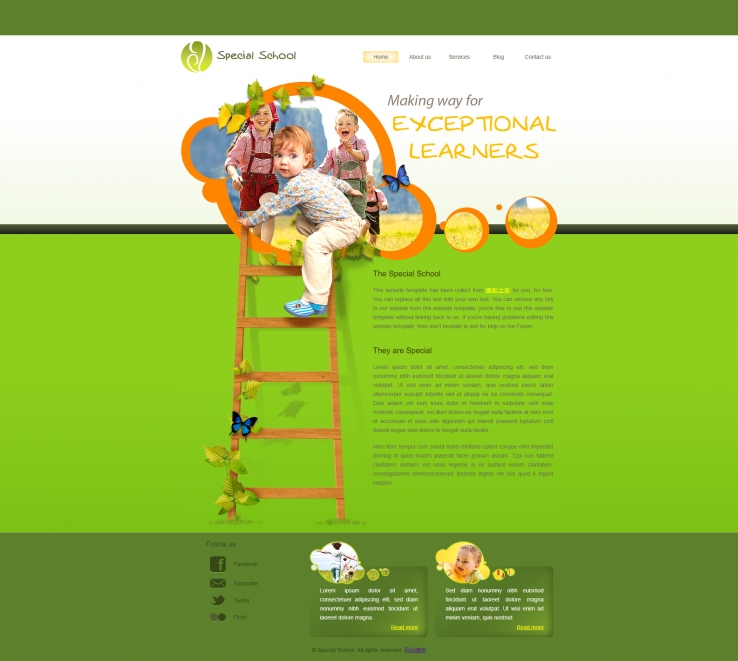 绿色清新的儿童幼儿园学校网站模板下载