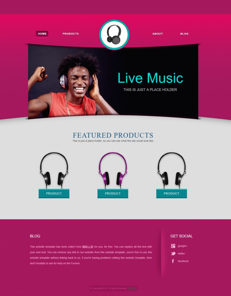 紫色大图风格的HIFI耳麦网上商城网站模板下载