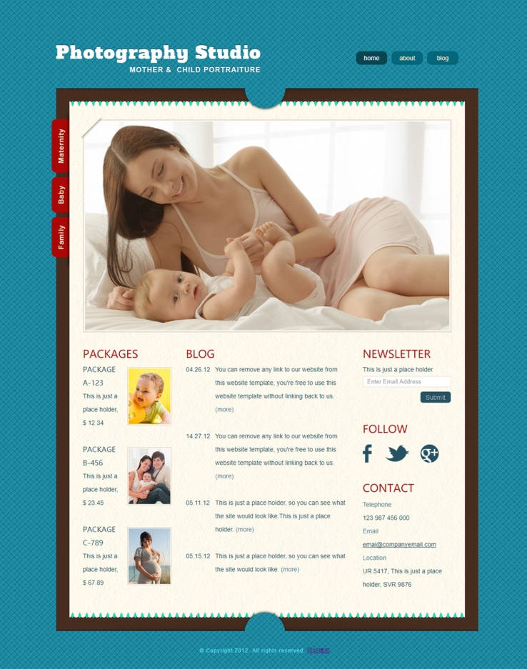 蓝色纹理漂亮的育婴企业网站模板下载