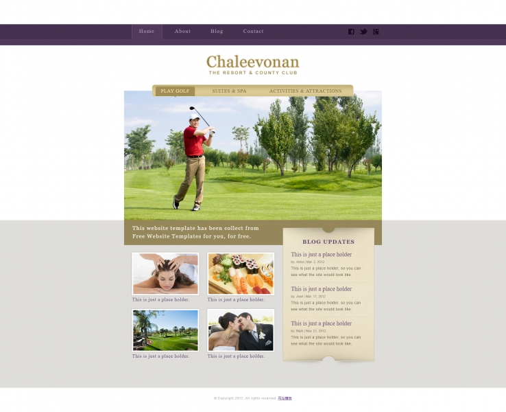 紫色导航效果的高尔夫商务俱乐部网站模板下载