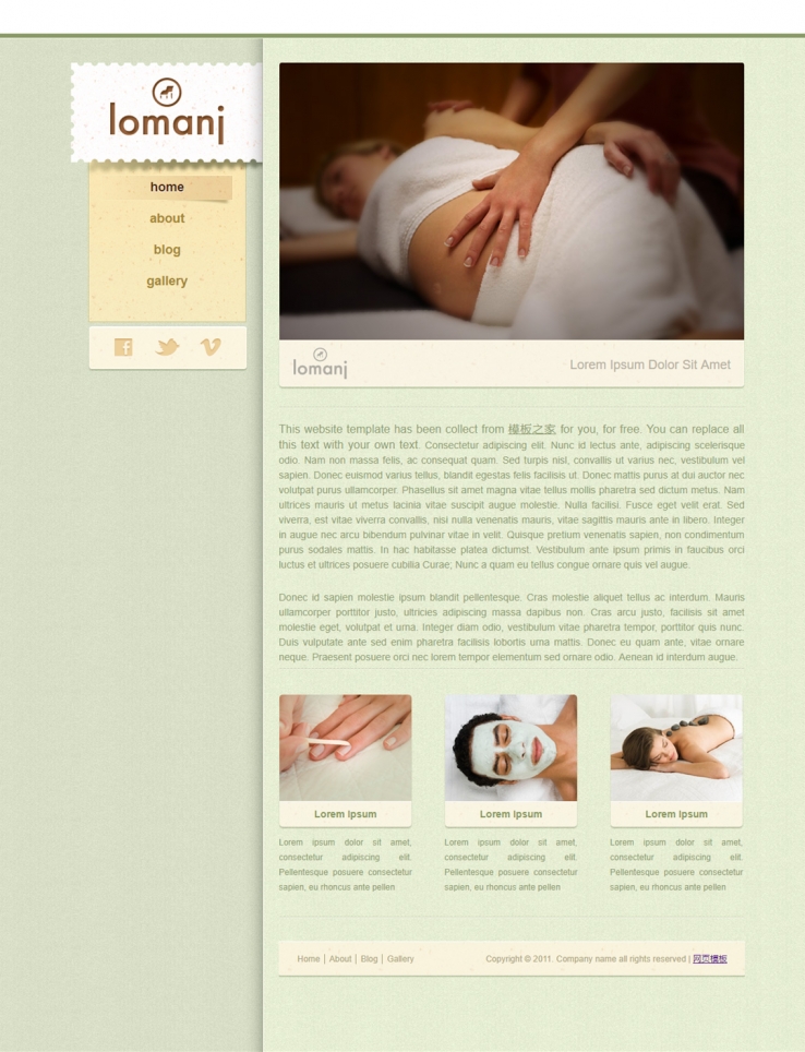 绿色模糊底纹的女性护理网站模板下载