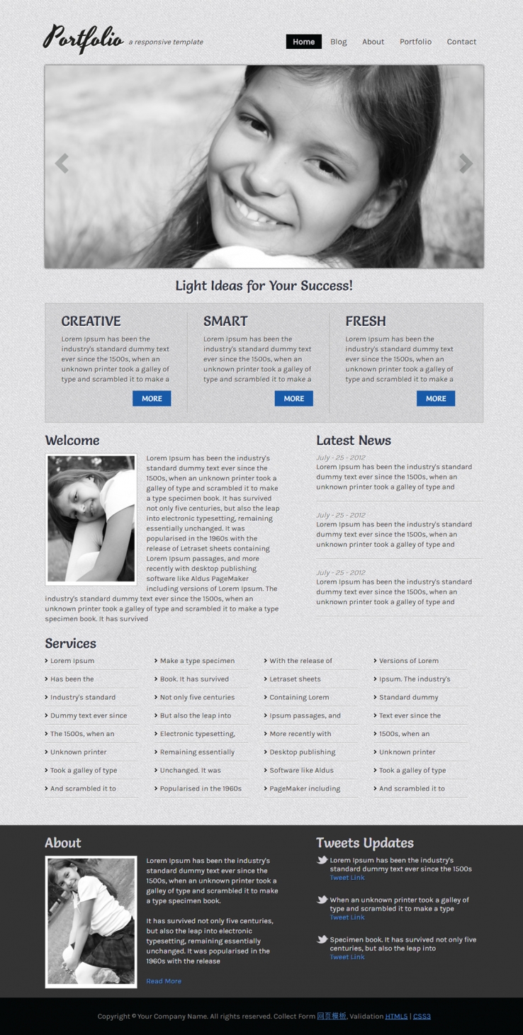 灰色斜纹幻灯的摄影企业网站模板下载