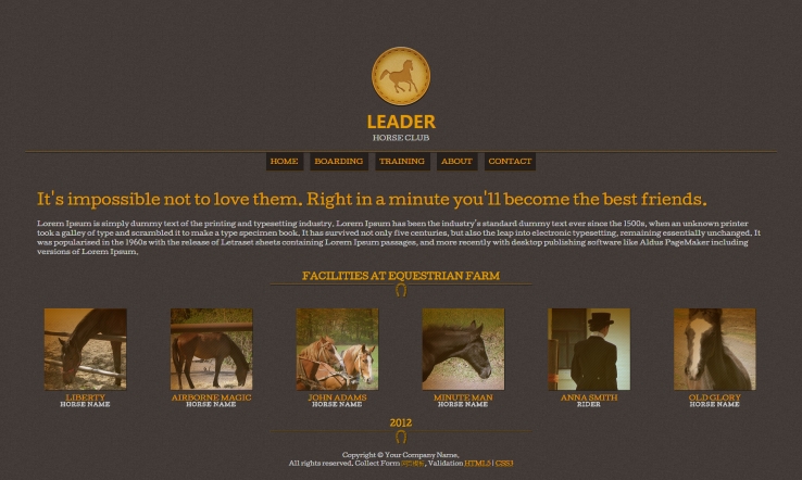棕色宽屏的马棚饲养企业网站模板下载