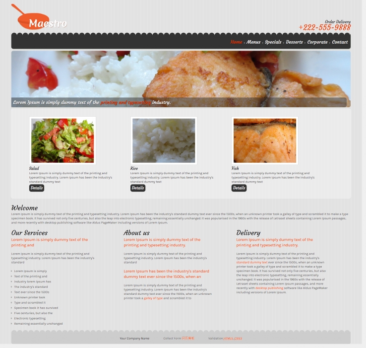漂亮宽屏的餐厅企业网站模板下载