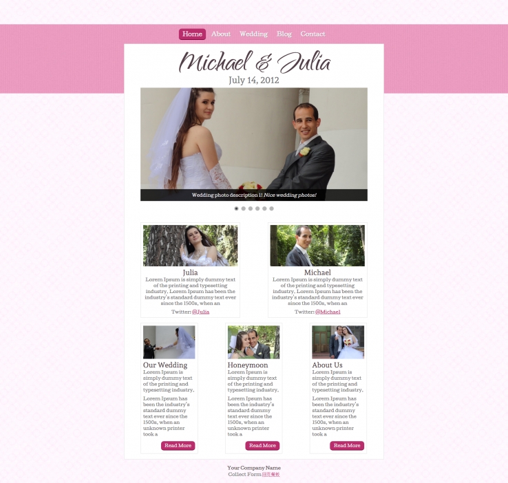 紫色大图幻灯的结婚恋爱网站模板下载