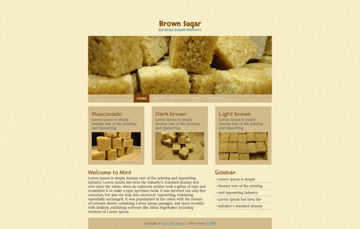 黄色简单的糕点食品网站模板下载