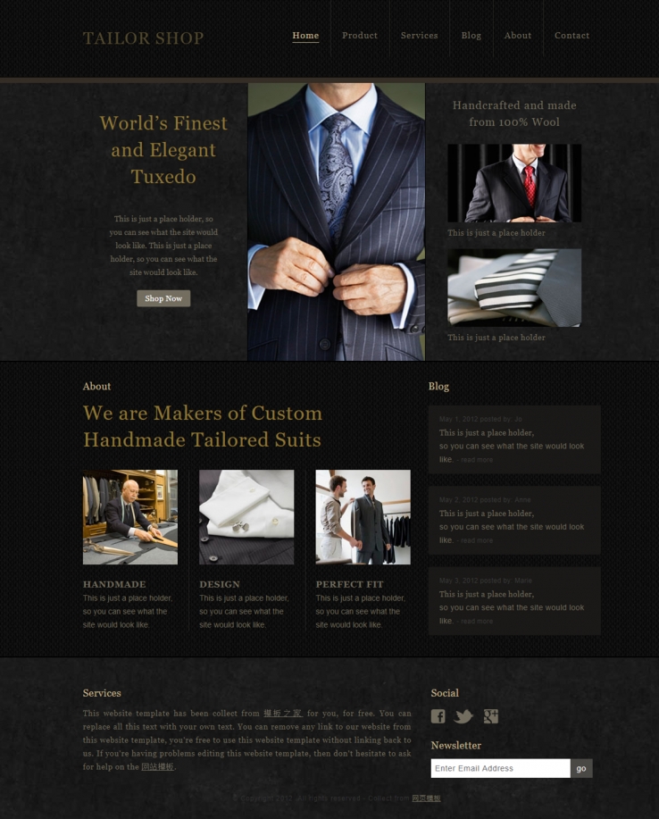 暗色高端风格的商务男装企业网站模板下载