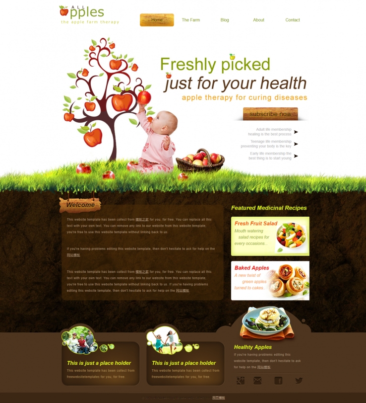 婴儿树样式的儿童健康食品网站模板下载