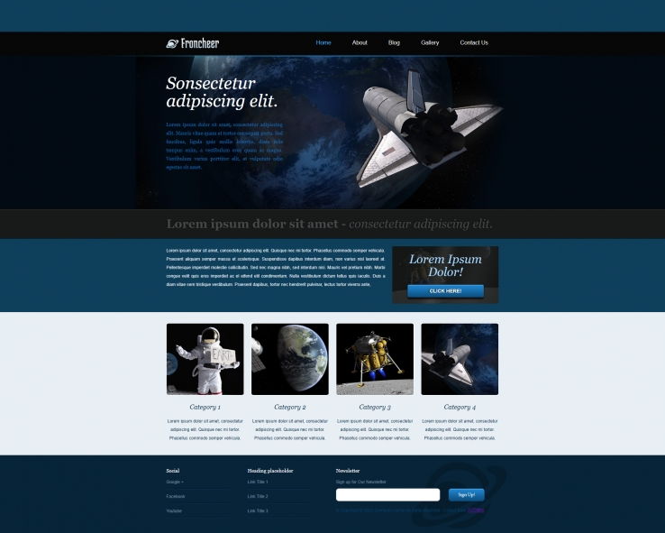 黑色大气的太空飞船探索博客网站模板下载