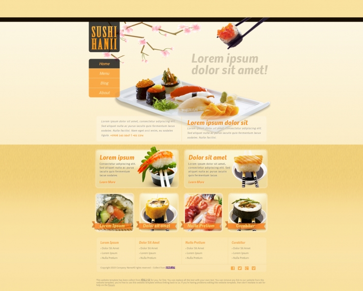 漂亮大气的日本料理餐厅网站模板下载