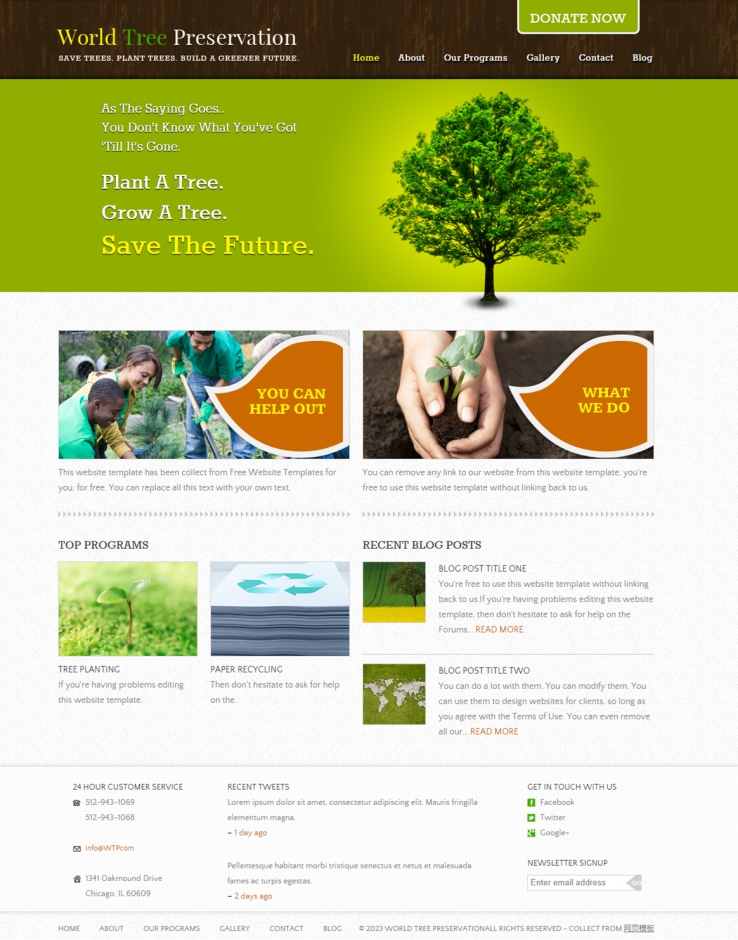 绿色清新大气的环境保护企业网站模板下载