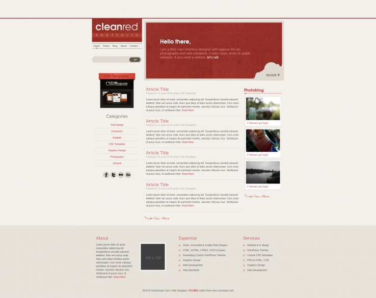 红色系简洁干部风的企业网站模板下载