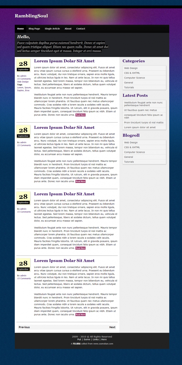 紫色背景清晰的企业网站模板下载