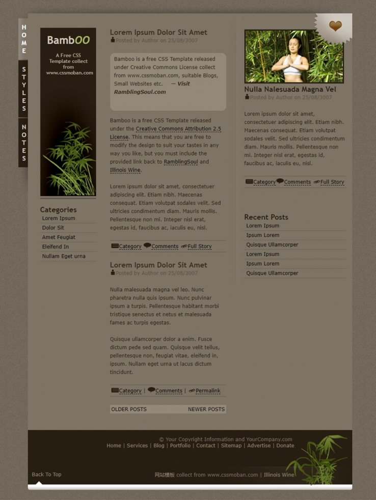 灰棕色个性的瑜伽运动企业网站模板下载