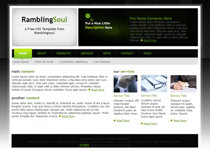 黑色背景质感的商业企业网站模板下载