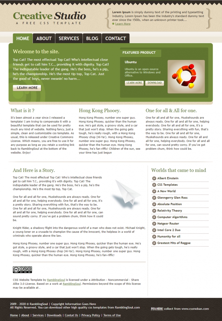 可爱绿色导航的产品展示企业网站模板下载