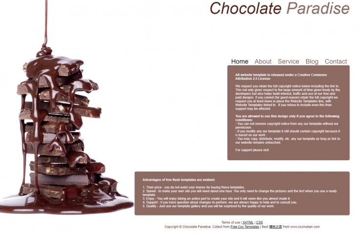 棕色大图效果的巧克力食品网站模板下载