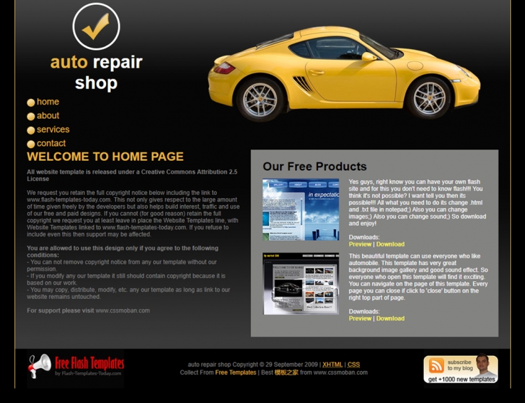 黑色大气的汽车修理商店企业网站模板下载