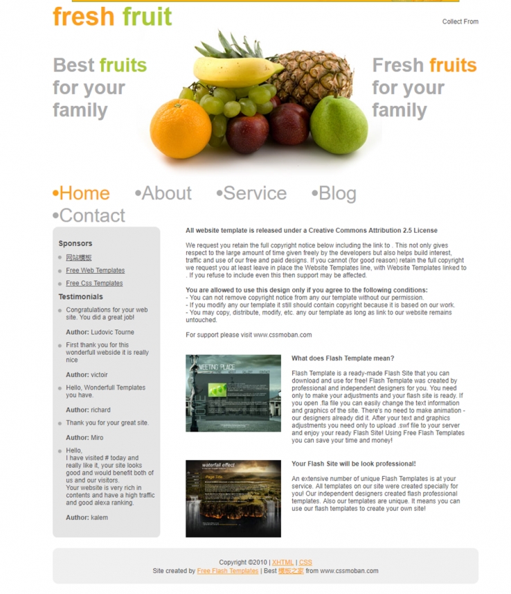 简洁白色风格的新鲜水果企业网站模板下载