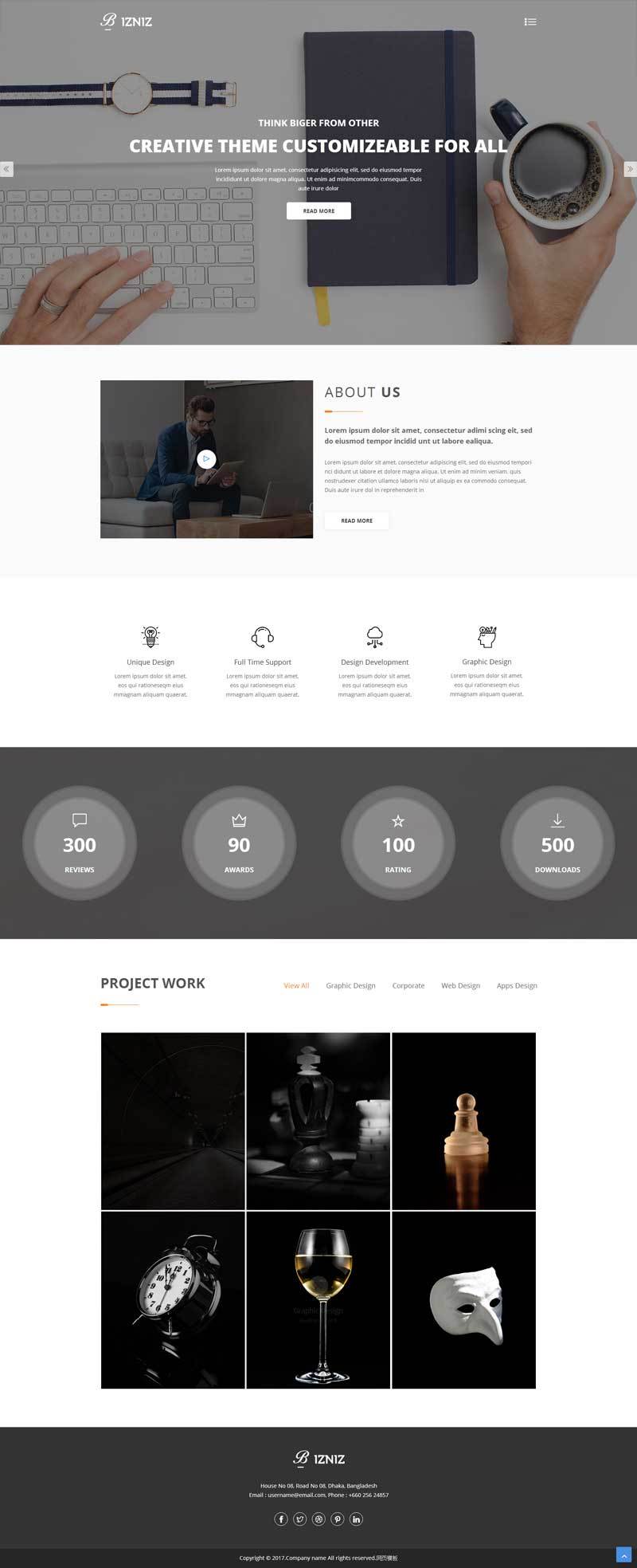 产品设计公司黑色简洁网站模板