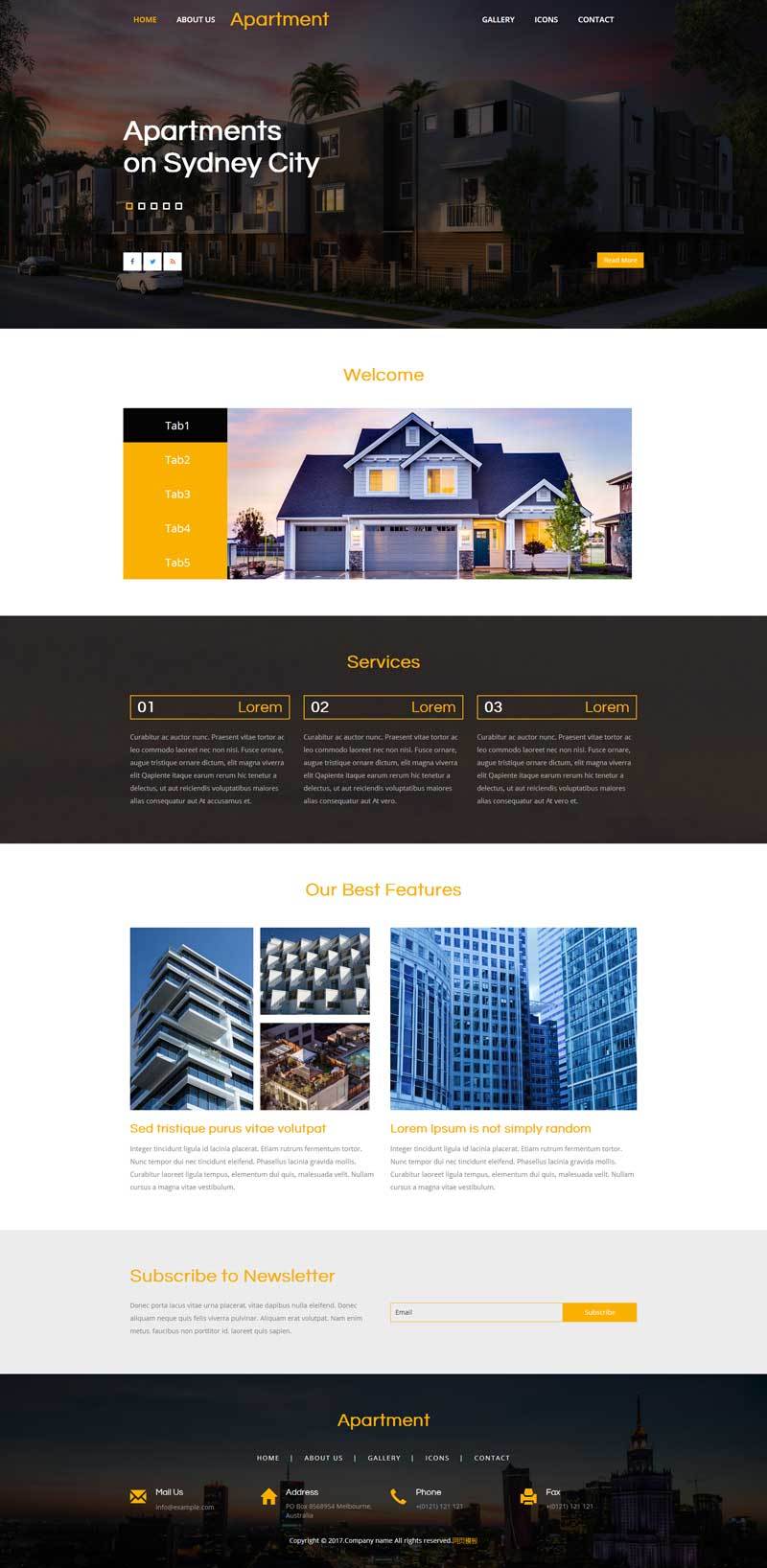 房屋建筑设计展示简单网站模板