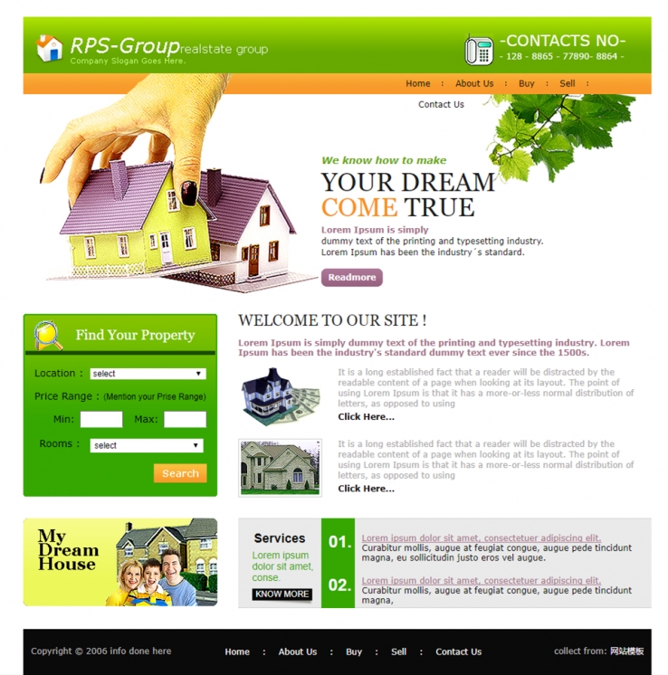 绿色清新风格的房屋出售中介网站模板下载