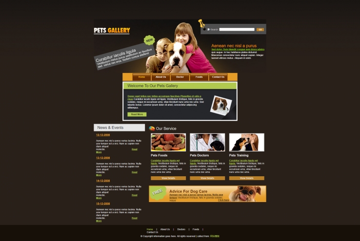 棕色系精致的宠物狗企业网站模板下载