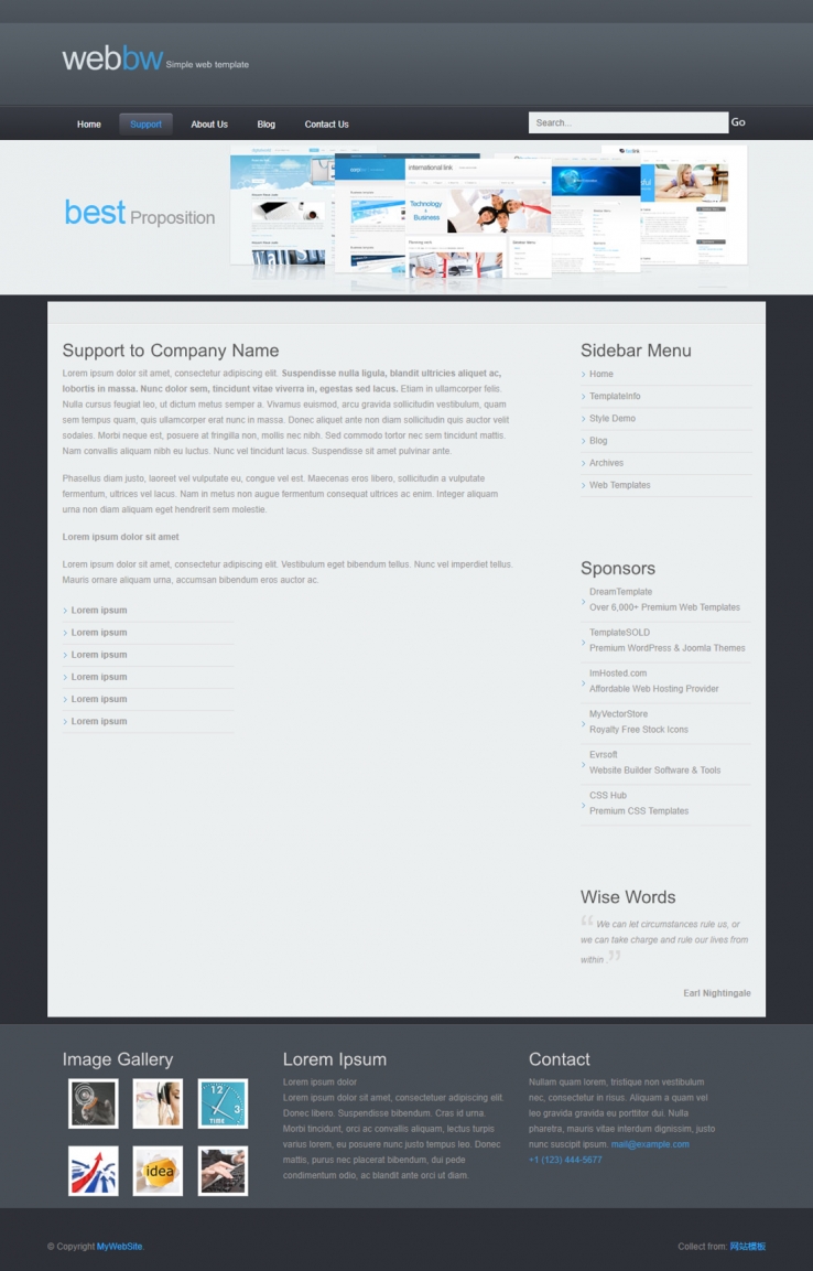 黑色质感风格的UI精品博客网站模板下载