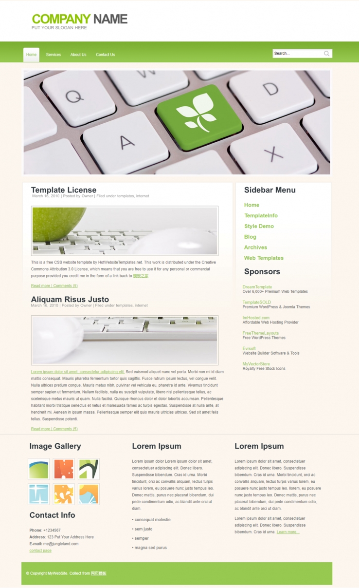 绿色导航的IT商务网站模板下载