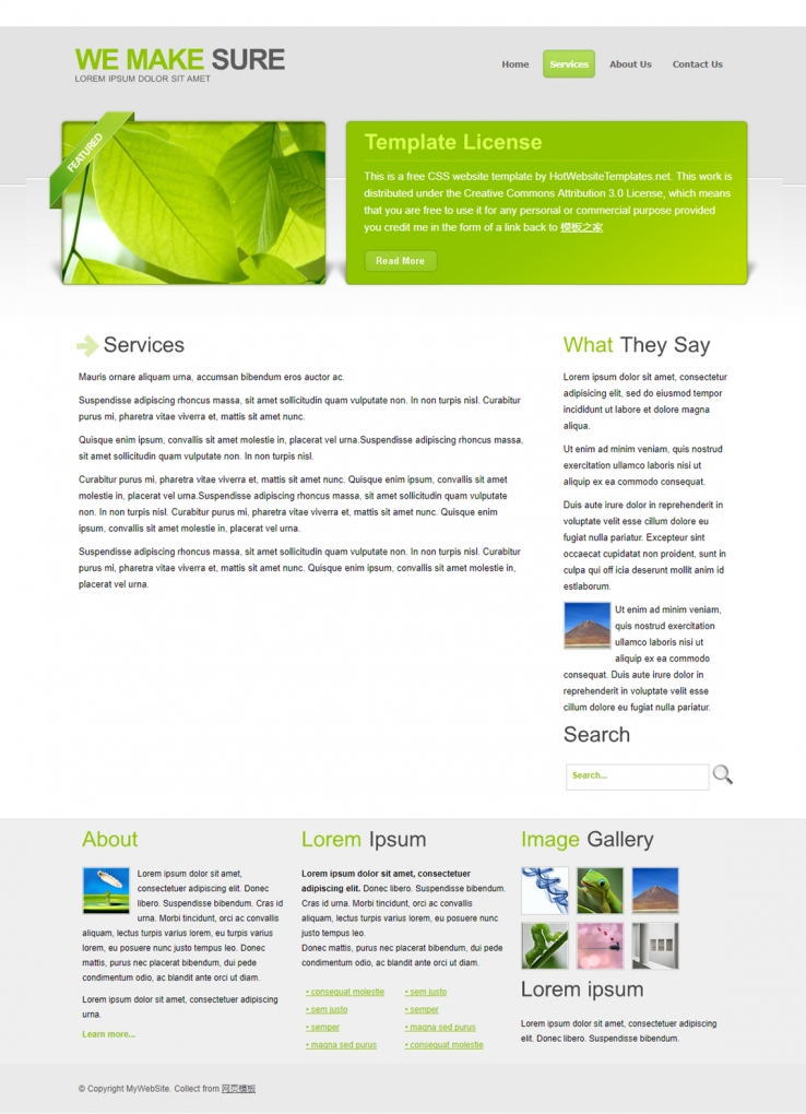 唯美绿叶风格的博客网站模板下载