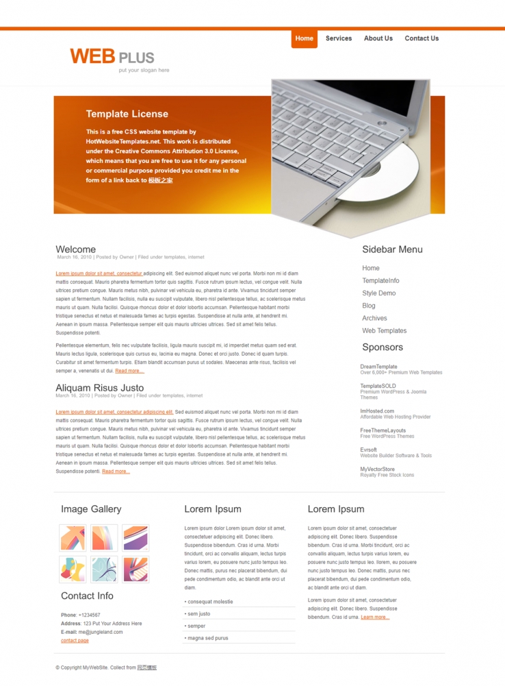 橙色导航的电脑IT企业网站模板下载