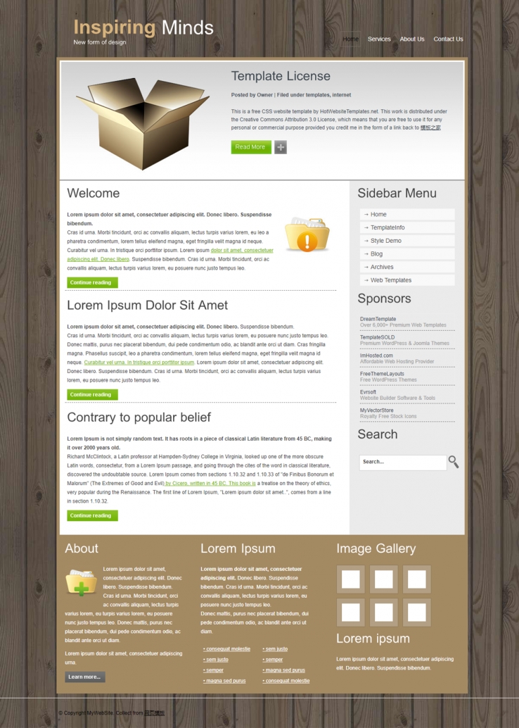 棕色木纹背景的软件UI企业网站模板下载