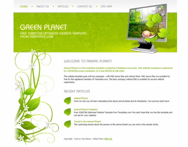 绿色心情风格的绿色植物环保企业网站模板下载