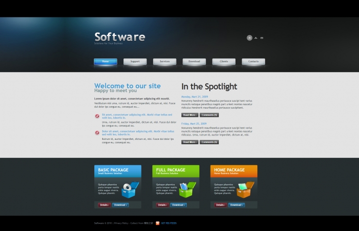 深色睿蓝风格的互联网软件产品企业网站模板下载