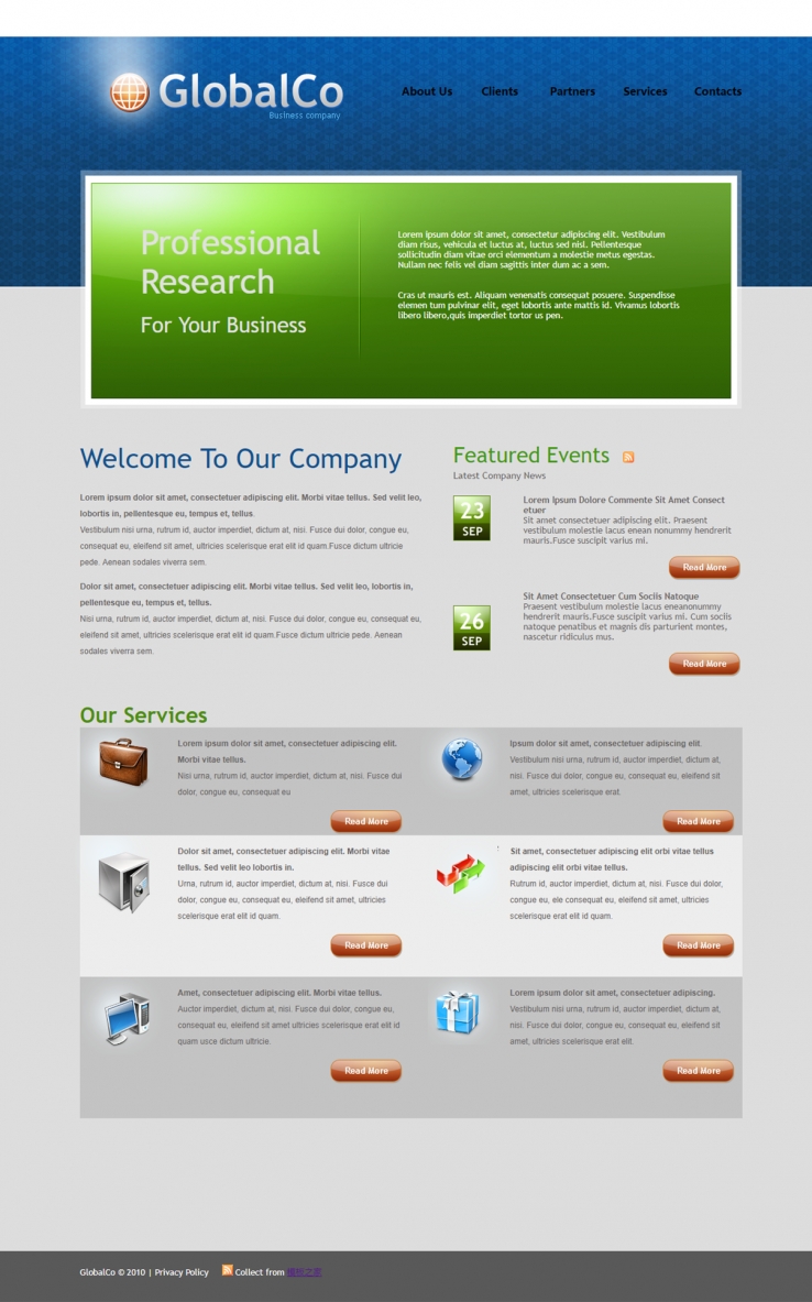 蓝色纹理背景的企业网站模板下载