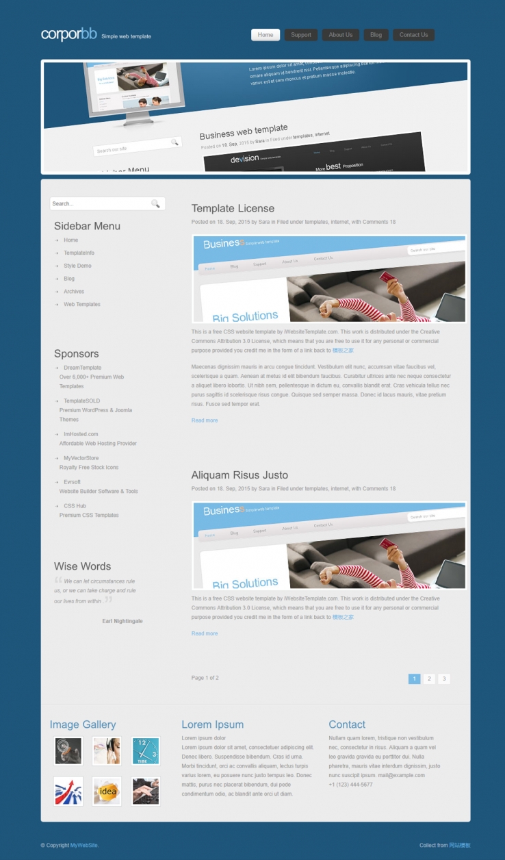 深蓝色漂亮的商业企业网站模板下载