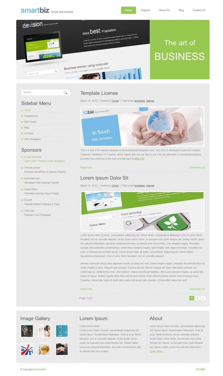 绿色按钮迷你简单的商务企业网站模板下载