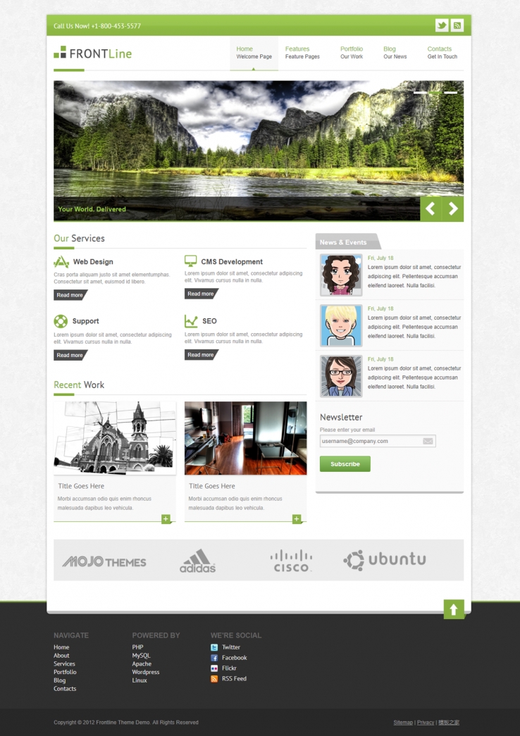 绿色漂亮大气风格的企业网站模板下载