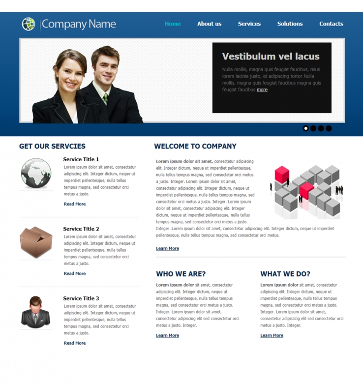 蓝色大图幻灯的商务企业网站模板下载