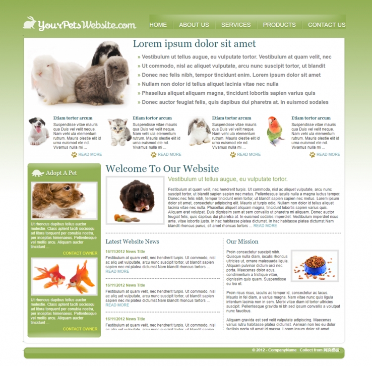 绿色迷你的宠物世界网站模板下载