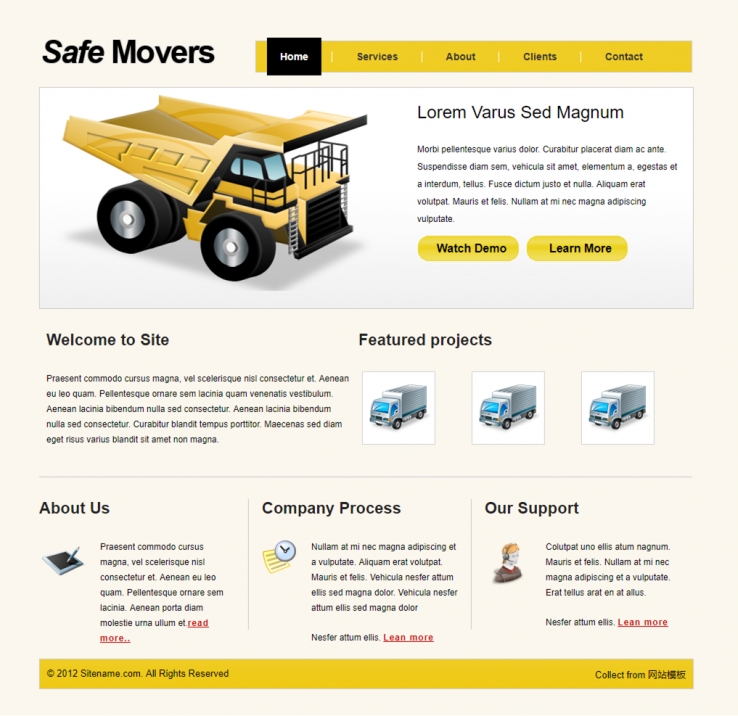 黄色简洁的软件产品展示官网模板下载