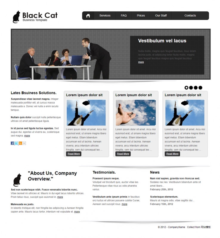 黑猫简洁精致的商务幻灯企业网站模板下载