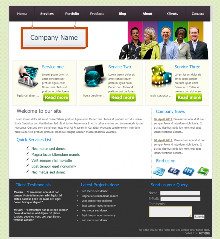 黑色导航效果的电脑科技企业网站模板下载