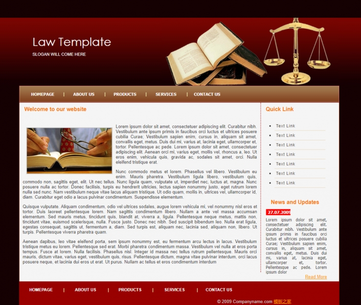 红色精致风格的法律公司网站模板下载