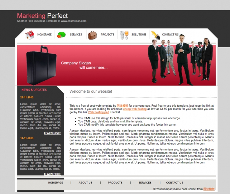 灰色简约大气的商业市场企业网站模板下载