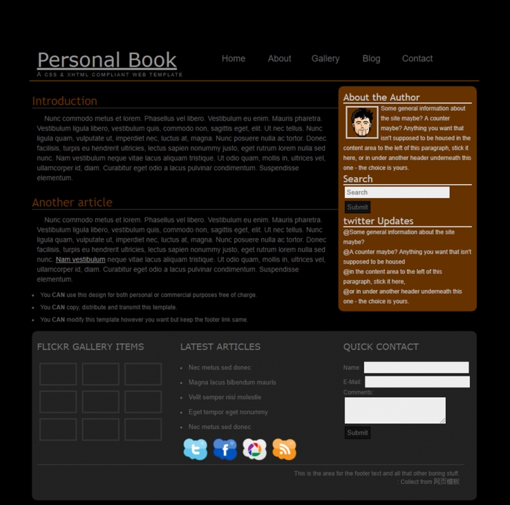 黑色简洁炫酷的个人博客网站模板下载